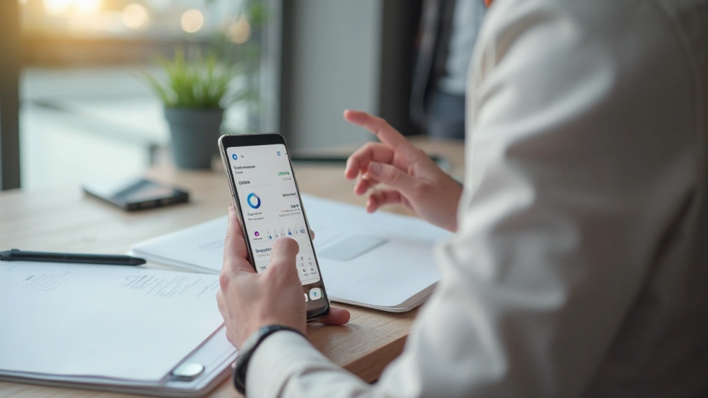 Smartphone mostrando aplicação de gestão de gastos pessoais